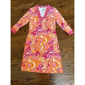 NWT j McLaughlin dress pink and orange swirl retro vibes size XS